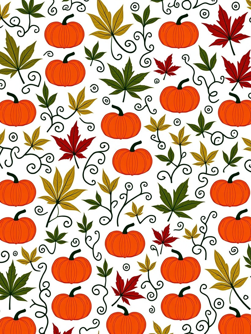 Autumn Pumpkin Maple Leaf Garland Rug