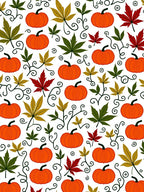 Autumn Pumpkin Maple Leaf Garland Rug
