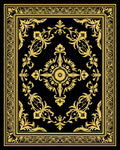 Black Golden Floral Medallion Filigree Rug