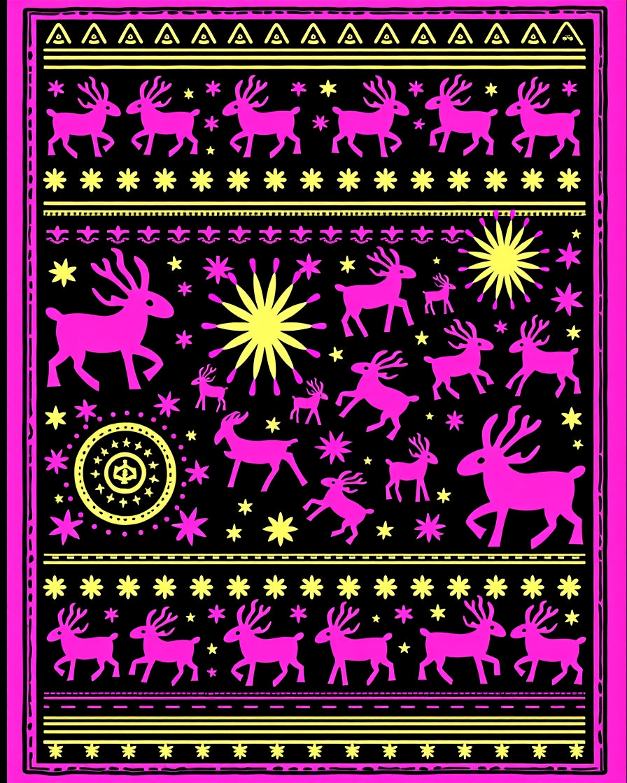 Vibrant Pink Reindeer Stellar Sun Rug