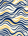 Navy Gold Wavy Stripe Rug