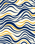 Navy Gold Wavy Stripe Rug