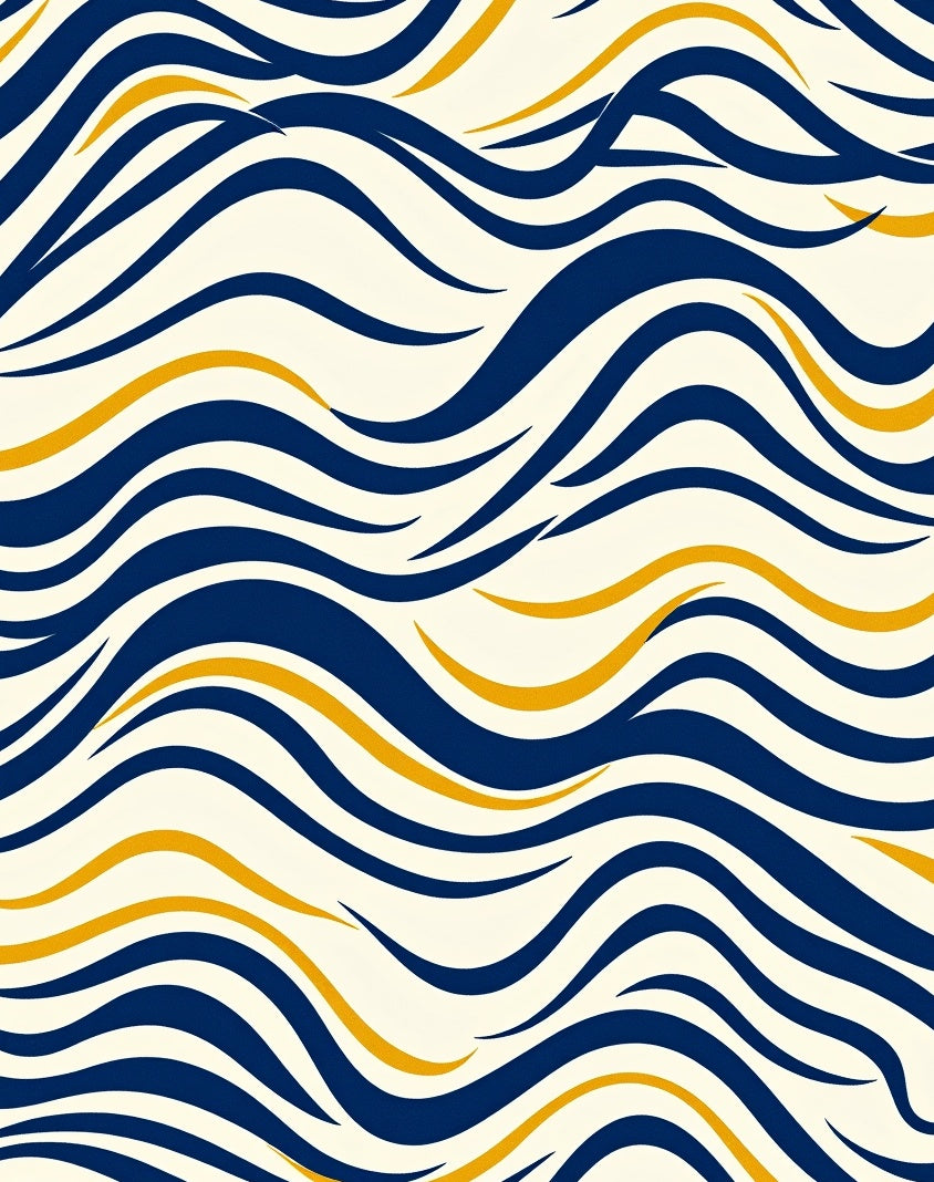 Navy Gold Wavy Stripe Rug