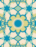 Teal Yellow Floral Garden Medallion Rug