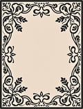 Black Floral Vine Border Rug