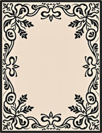 Black Floral Vine Border Rug