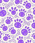 Purple Paw Swirl Cream Rug