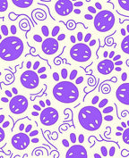 Purple Paw Swirl Cream Rug