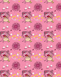 Pink Cartoon Cat Floral Whimsical Rug