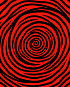 Bold Red Black Swirl Rug