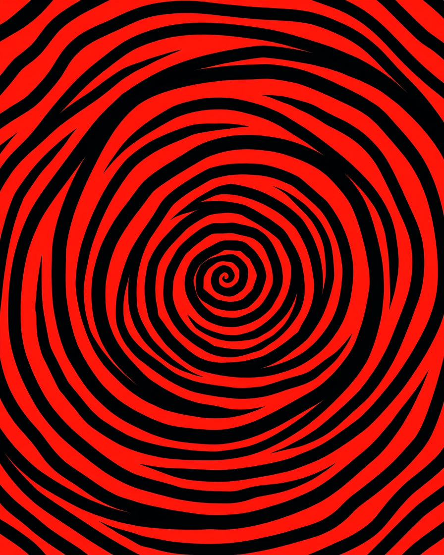 Bold Red Black Swirl Rug