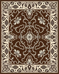 Rich Brown and Cream Floral Vine Rug