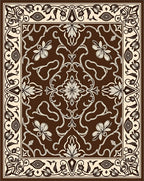 Rich Brown and Cream Floral Vine Rug