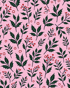 Pink Berry Holly Leaf Garland Rug