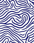 Deep Blue Organic Wavy Lines Rug