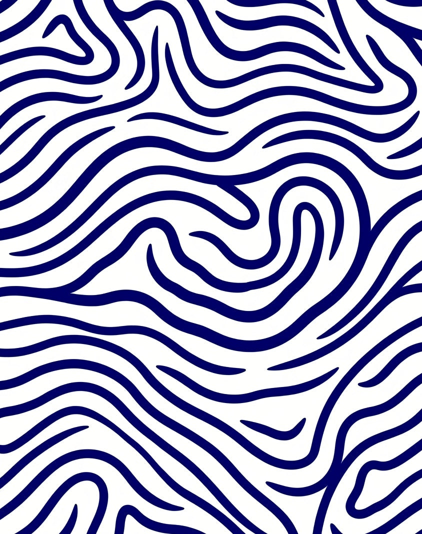 Deep Blue Organic Wavy Lines Rug