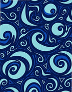 Deep Blue Swirling Ocean Waves Rug