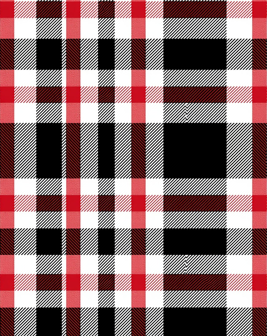 Red Black White Plaid Tartan Rug