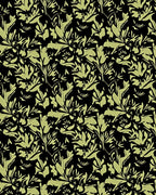Pale Green Floral Sprig Black Rug