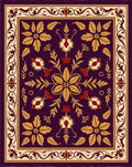 Rich Plum Floral Medallion Motif Rug