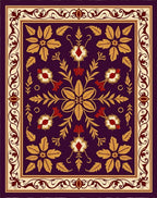 Rich Plum Floral Medallion Motif Rug