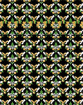 Ornate Black White Green Gold Floral Rug
