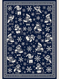 Navy Snowflakes And Merry Characters Rug