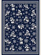 Navy Snowflakes And Merry Characters Rug