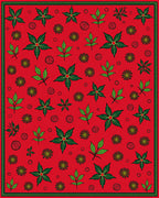 Crimson Green Poinsettia Blooming Garden Rug