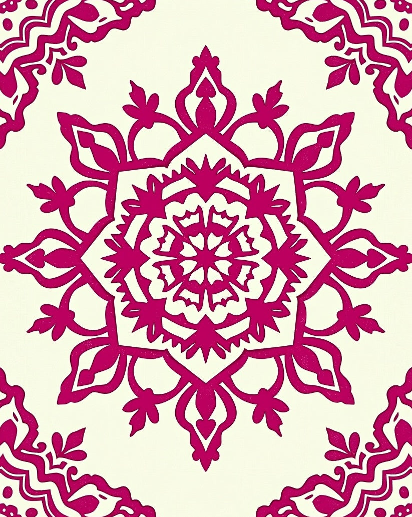 Crimson Floral Medallion Cream Rug