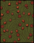Autumn Acorn Spiky Botanical Branch Rug