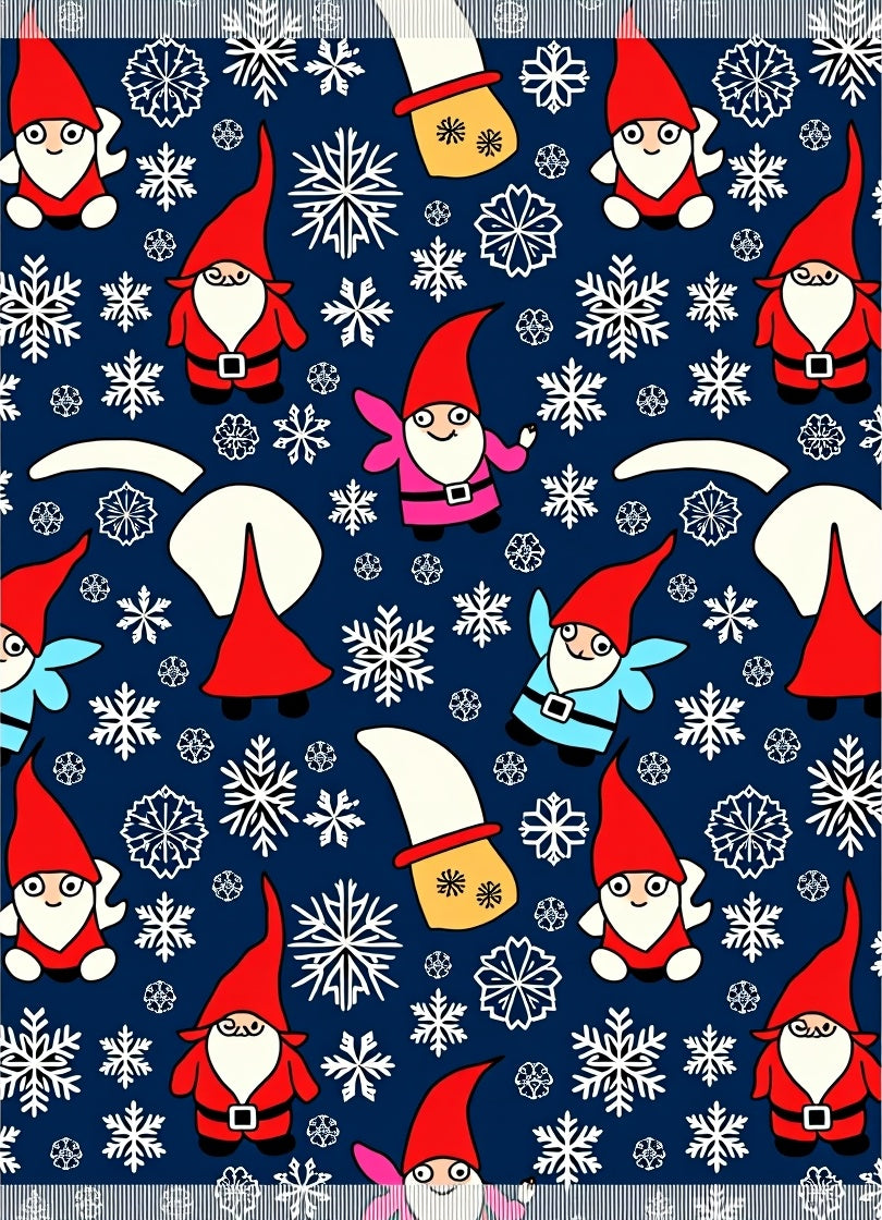 Charming red gnome snowflake collage Rug