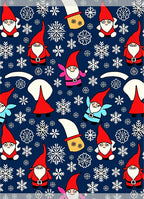 Charming red gnome snowflake collage Rug