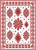 Crimson Snowflake Bordered Rug