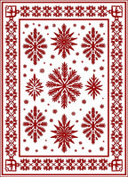 Crimson Snowflake Bordered Rug