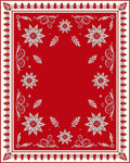 Crimson White Floral Scroll Border Rug