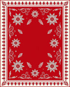 Crimson White Floral Scroll Border Rug