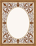 Rich Brown Scrollwork Oval Frame Rug