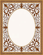 Rich Brown Scrollwork Oval Frame Rug