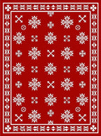 Crimson White Snowflake Garden Rug