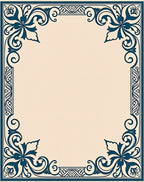 Dark Teal Floral Flourish Frame Rug