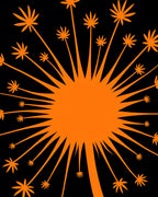 Orange Sunburst Asterburst Flowers Rug