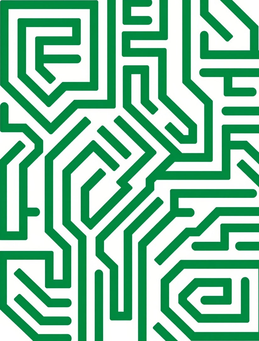 Green Circuit Board Maze Rug