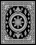 Grand Black White Floral Medallion Rug