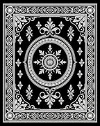 Grand Black White Floral Medallion Rug