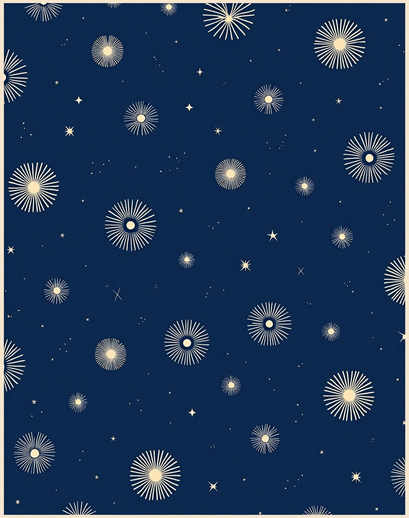 Navy Celestial Sunburst Star Rug