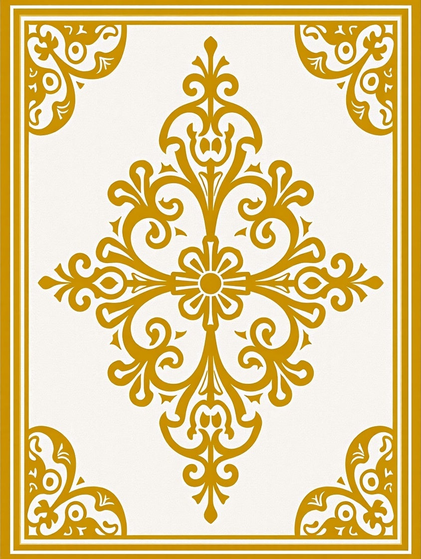 Golden Floral Medallion Corners Rug