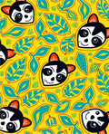 Playful Lemur Tropical Leaf Yellow Rug