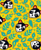 Playful Lemur Tropical Leaf Yellow Rug