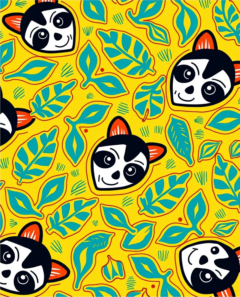 Playful Lemur Tropical Leaf Yellow Rug